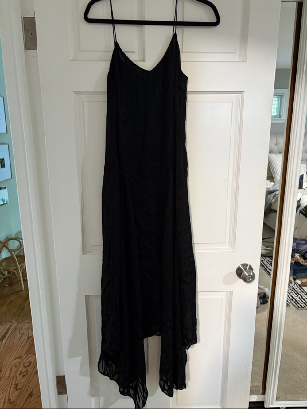 Just Cavalli Black Asymmetrical Slip Dress with Handkerchief Hem
